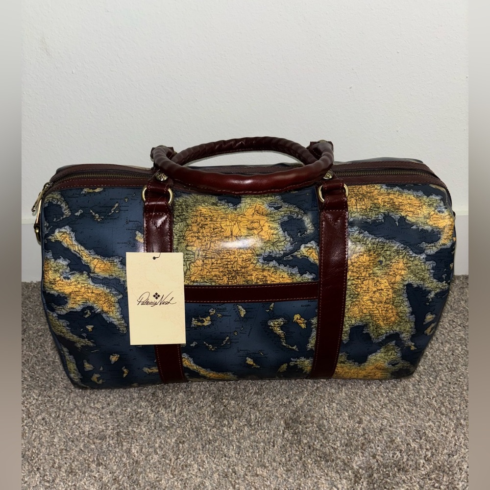 Patricia Nash Milano Weekender Duffel in Greek Map print